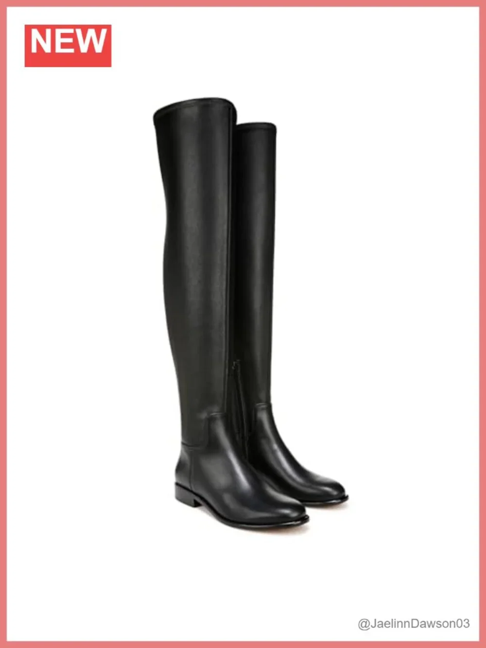Over the Knee Leather Boots Round Toe Stacked Heel Pull On